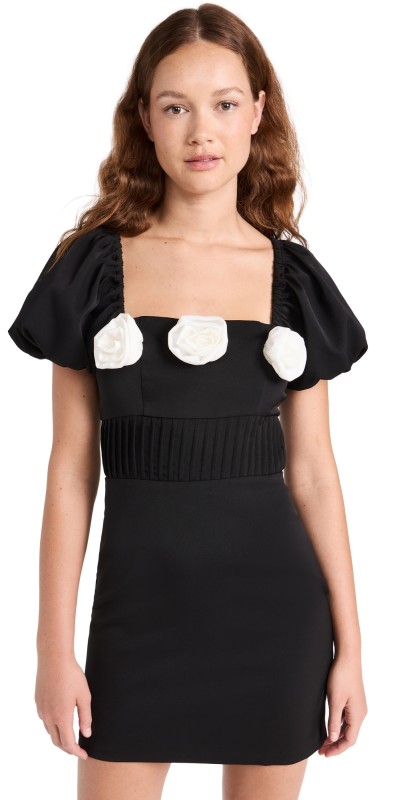 endless rose Flower Short Sleeve Mini Dress Black/White