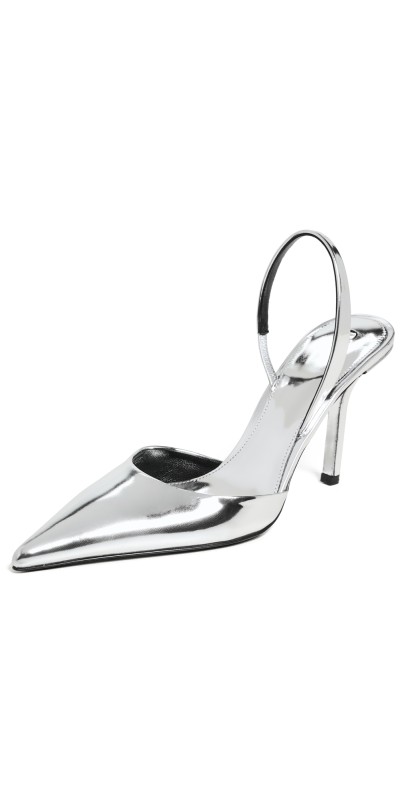 Proenza Schouler Slash Slingback Pumps in Mirrored Metallic Silver Specchio
