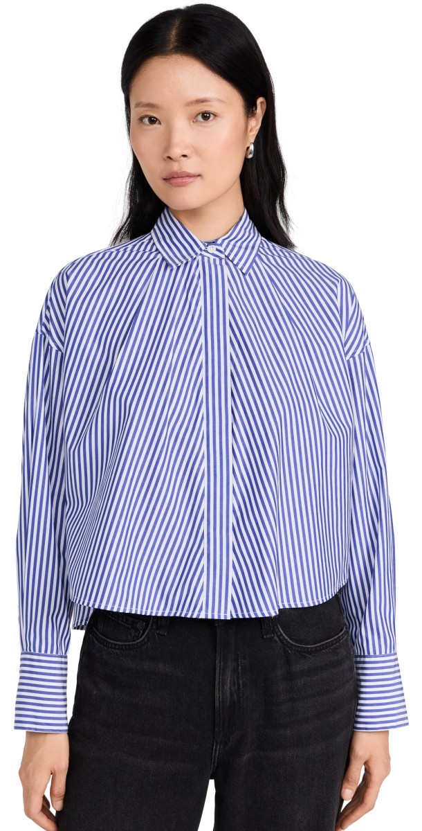 rag & bone Martha Multistripe Poplin Shirt Blue Strip
