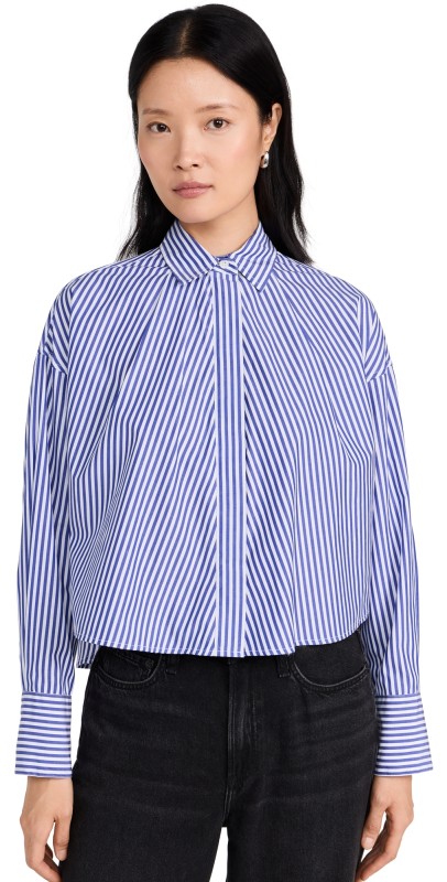 rag & bone Martha Multistripe Poplin Shirt Blue Strip
