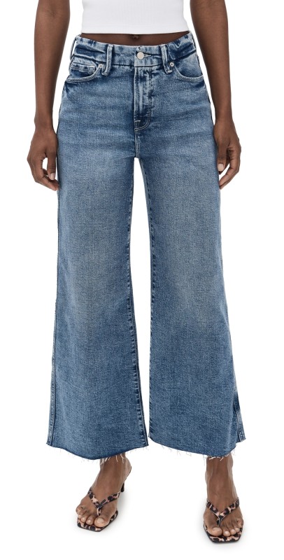 Good American Good Skate Wide Cropped Jeans Indigo978