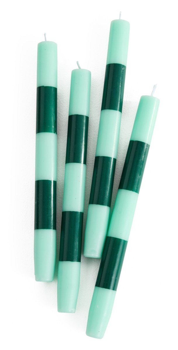 FAZEEK Striped Dinner Candle Set of 4 Black/Whit