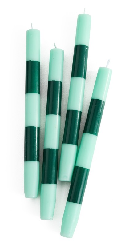 FAZEEK Striped Dinner Candle Set of 4 Black/Whit