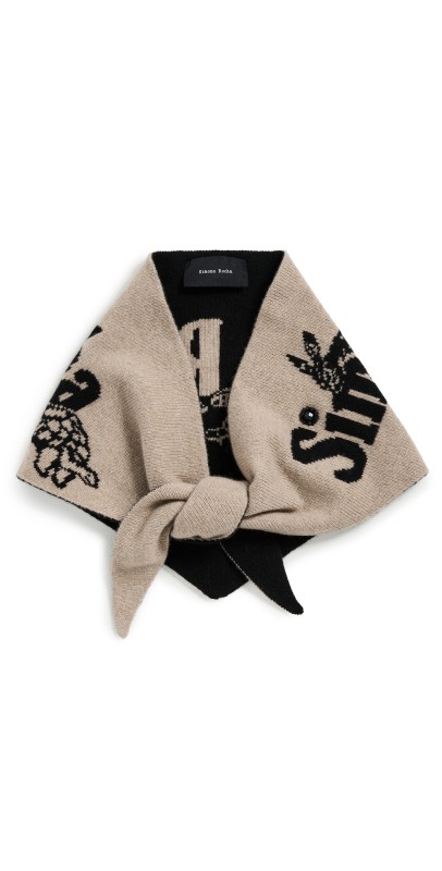 Simone Rocha Graphic Logo Knit Neckerchief Oat/Black