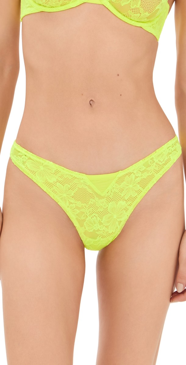 Fleur du Mal Le Stretch Lace Thong Neon Yellow