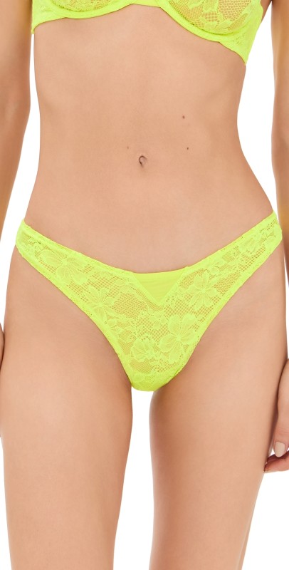Fleur du Mal Le Stretch Lace Thong Neon Yellow