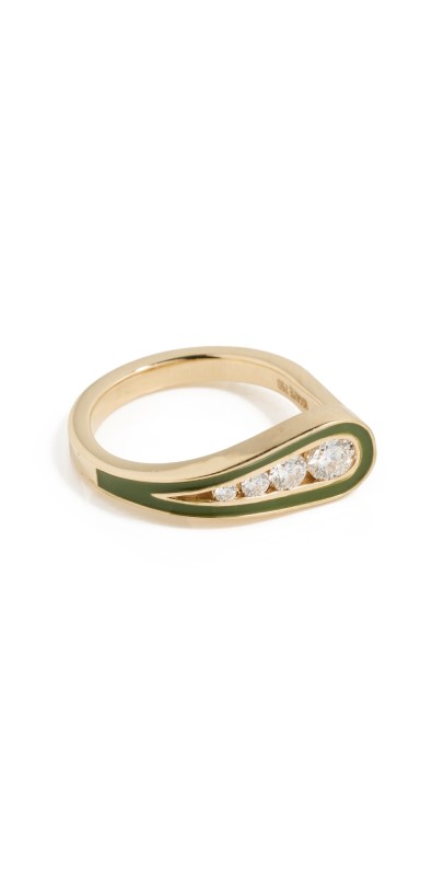 Melissa Kaye 18k Daphne Pinky Ring 18K Gold With Diamonds