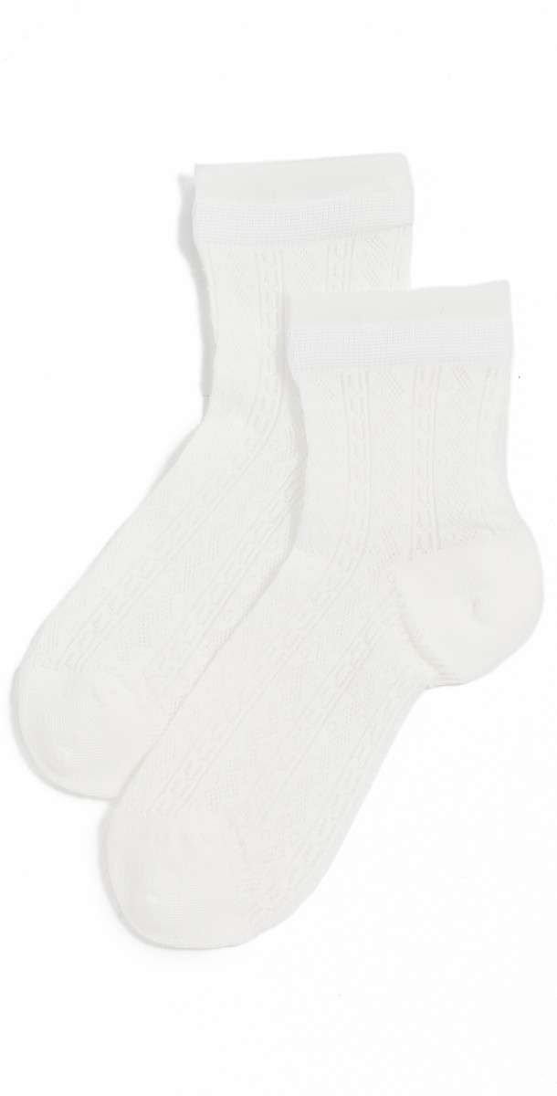 Stems Misi Lace Knit Crew Socks Whit