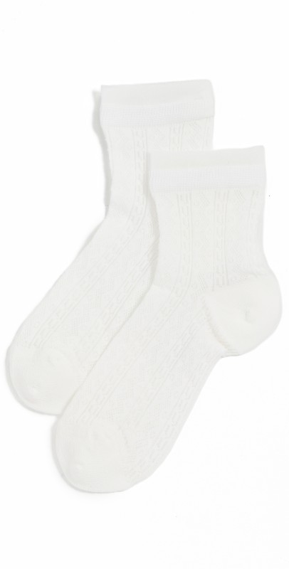 Stems Misi Lace Knit Crew Socks Whit