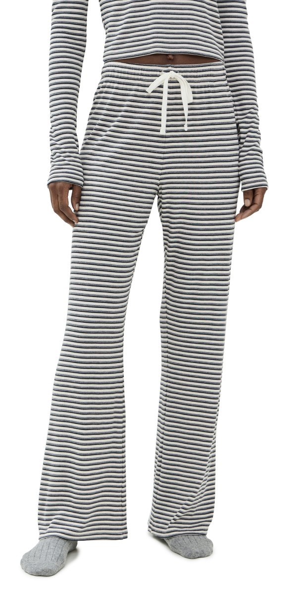 Z Supply Lounger Stripe Pants Light Oatmeal Heather