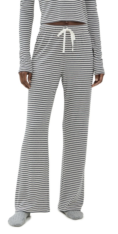 Z Supply Lounger Stripe Pants Light Oatmeal Heather