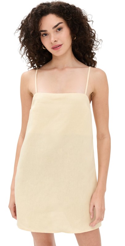 Reformation Aubree Linen Dress Parmesan