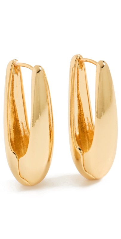 Kenneth Jay Lane U-Shaped Pierced Earrings Polished Gold