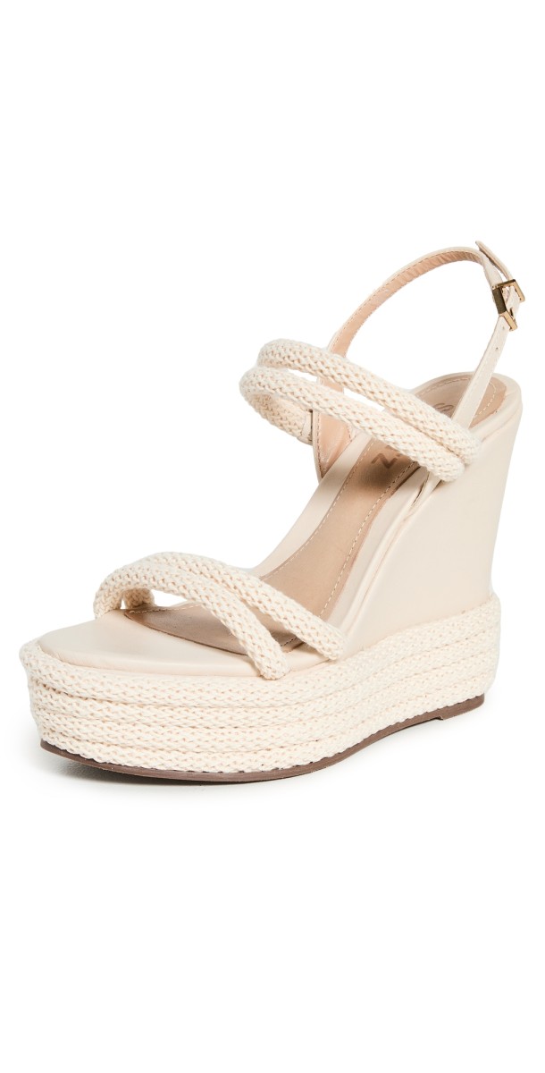 Schutz Leenah Wedge Sandals Egg Shell