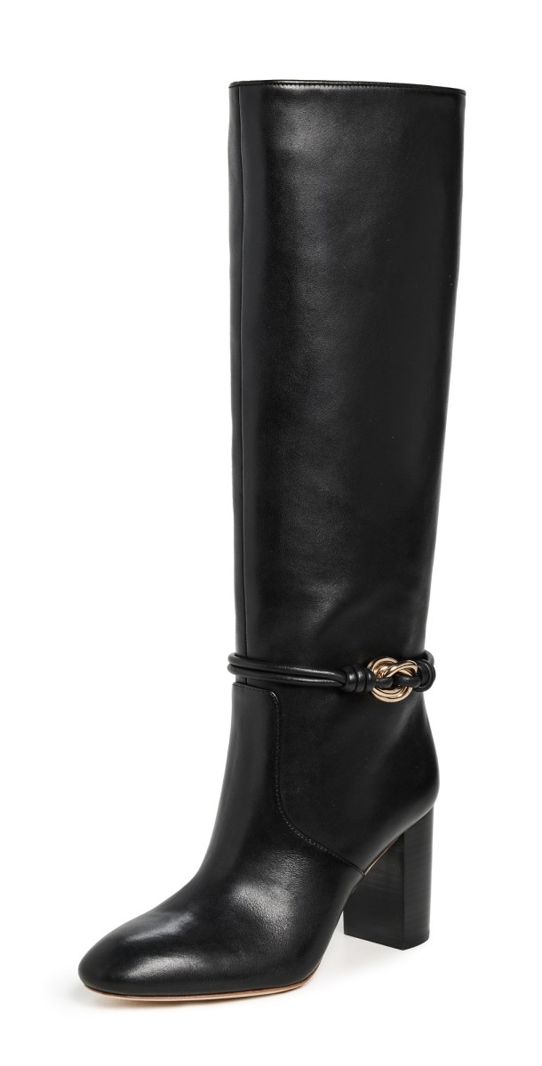 Loeffler Randall Goldy Tall Boots with Hardware Black/Gold