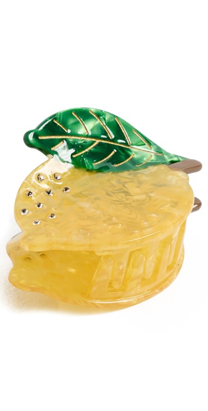 By Adina Eden Rhinestone Accented Lemon Claw Clip Yellow