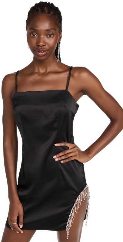 Glamorous Ladies Dress Black Satin