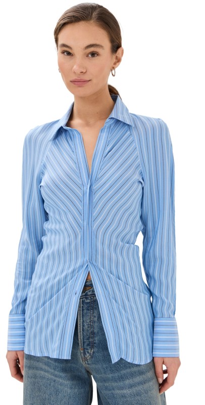 Victoria Beckham Gathered Side Blouse Ocean/Ink