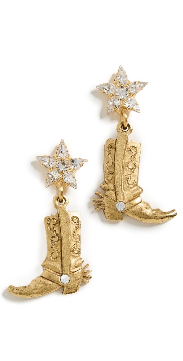 Elizabeth Cole These Boots Were Made for Walking Earrings Crystal