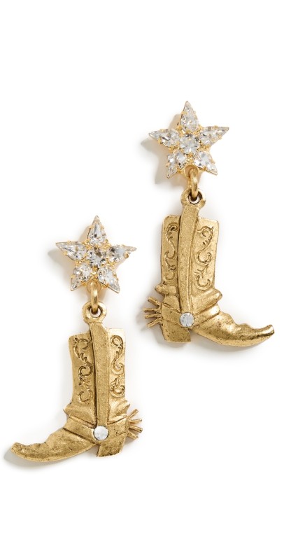 Elizabeth Cole These Boots Were Made for Walking Earrings Crystal