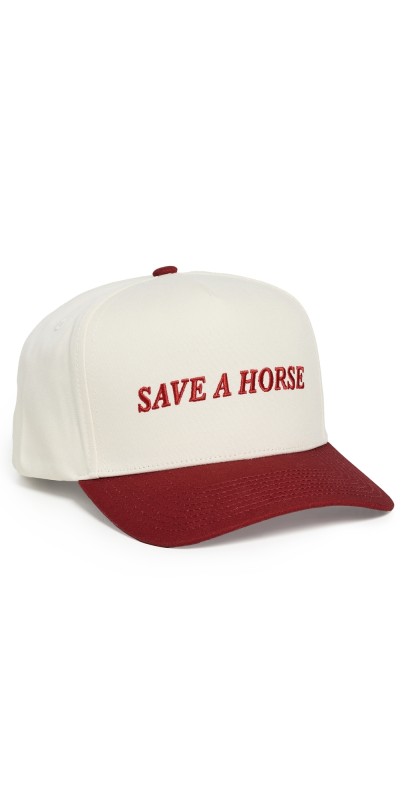 Brixton Save A Horse Netplus Snapback Hat Crimson/Off Whit