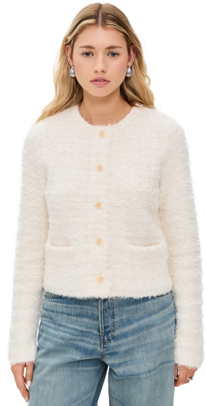 Vince Brocade Jacket Cardigan Off White Combo