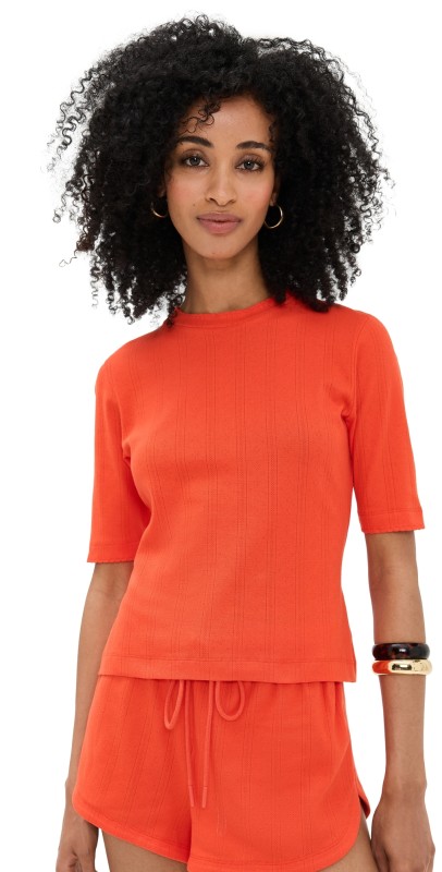 LE BOP Ada Pointelle Tee Tomato