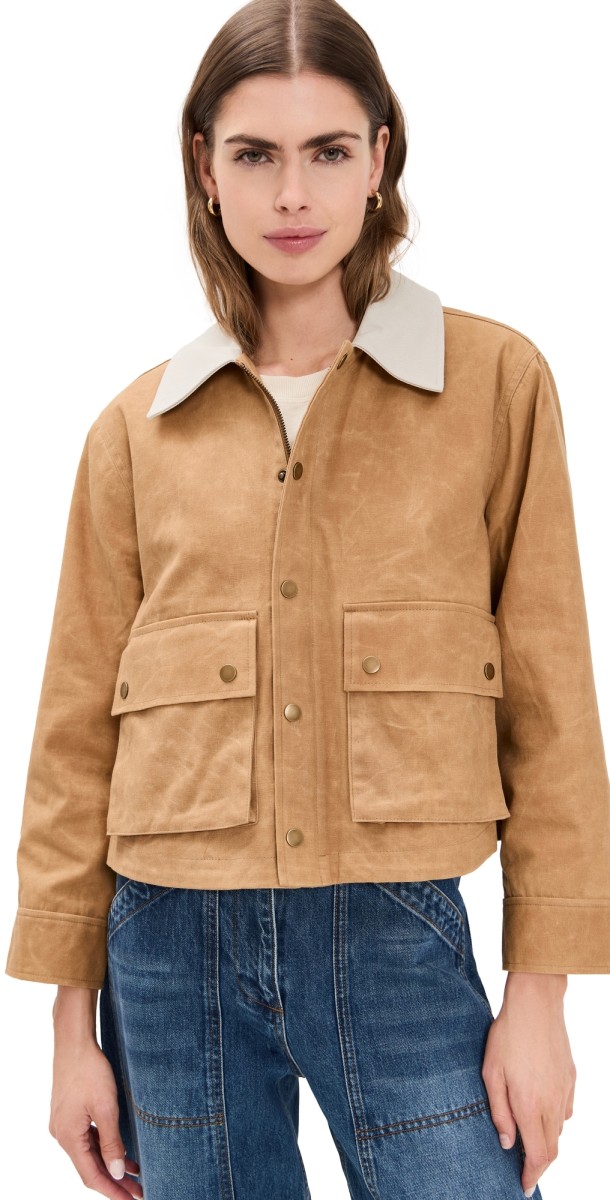 THE GREAT. The Waxed Swingy Jacket Walnut