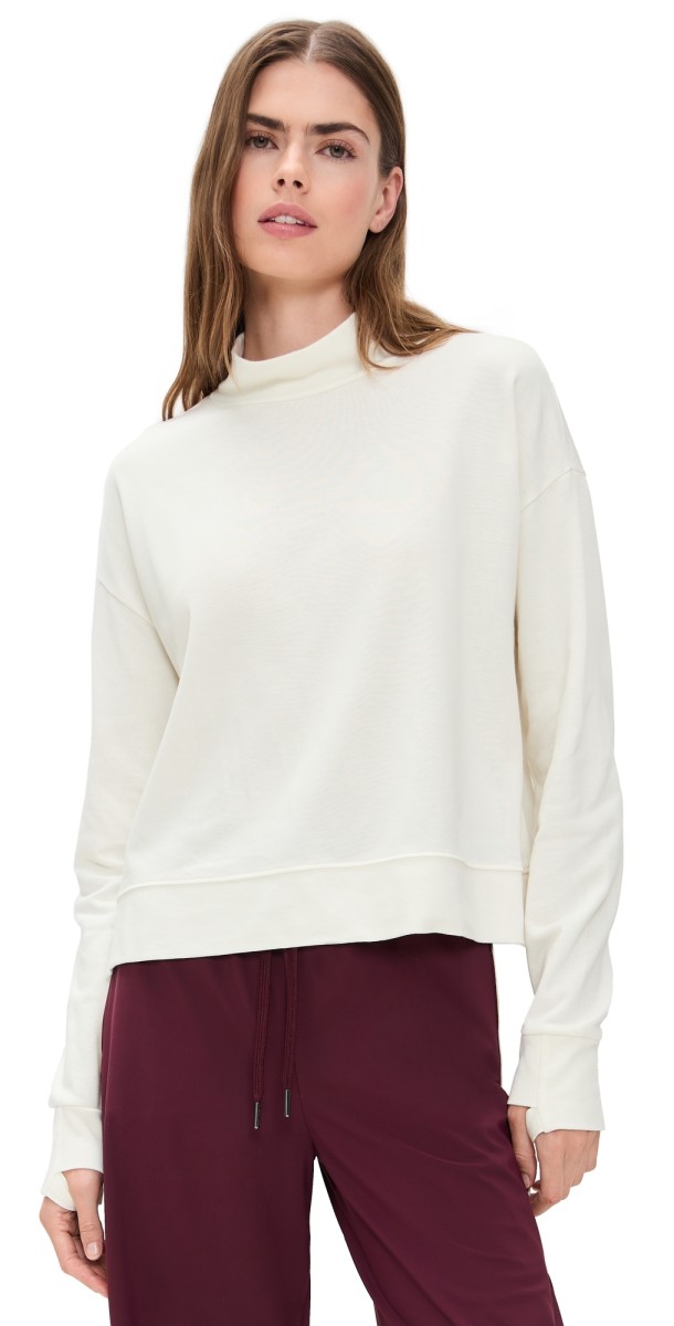 Sweaty Betty After Class Funnel Neck Sweatshirt Lily White