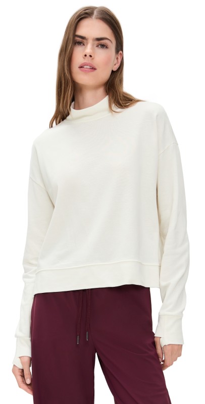 Sweaty Betty After Class Funnel Neck Sweatshirt Lily White