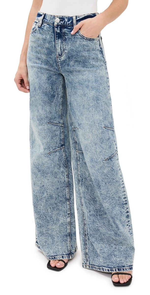 alice + olivia Tucker Baggy Jeans with Darted Knees Harlow Vintage Blue