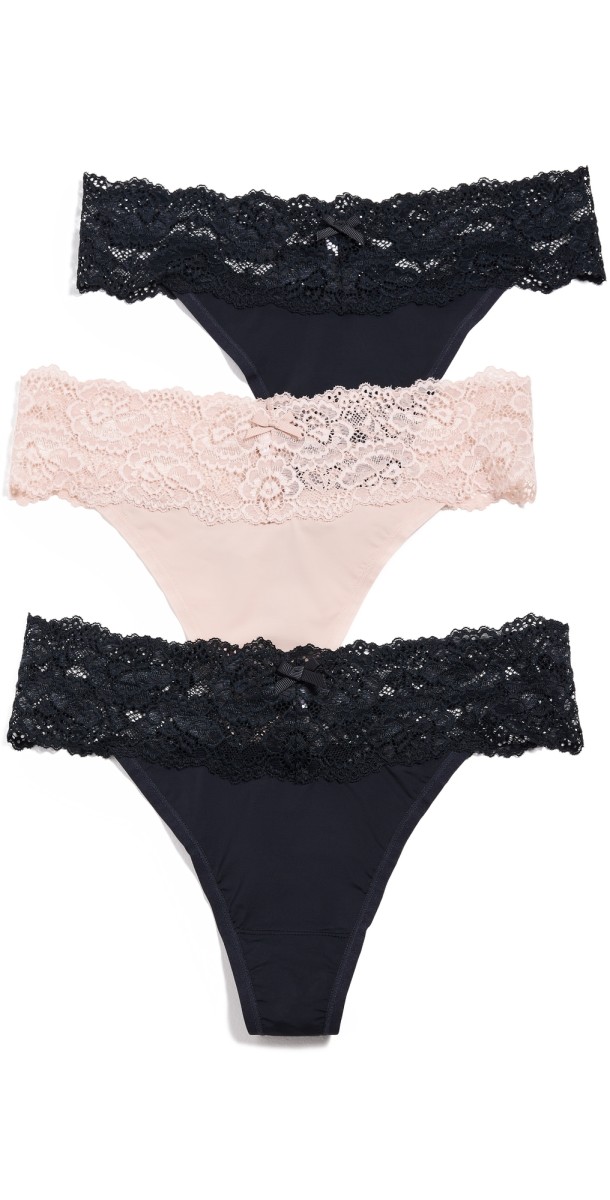 Skarlett Blue Goddess Thong 3 Pack Black/Cashmere