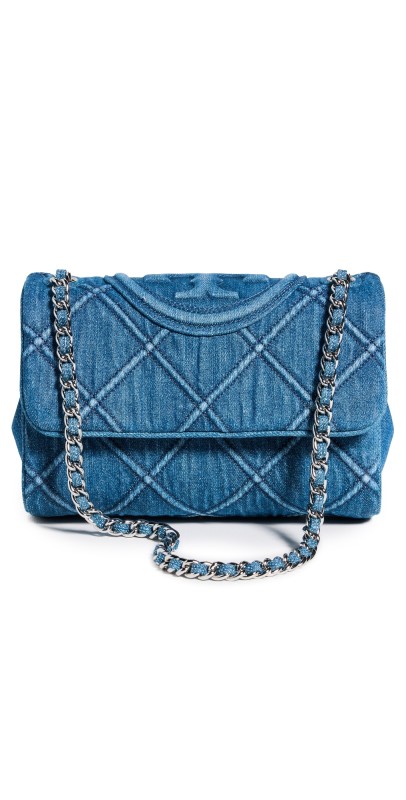Tory Burch Fleming Soft Denim Small Convertible Shoulder Bag Denim