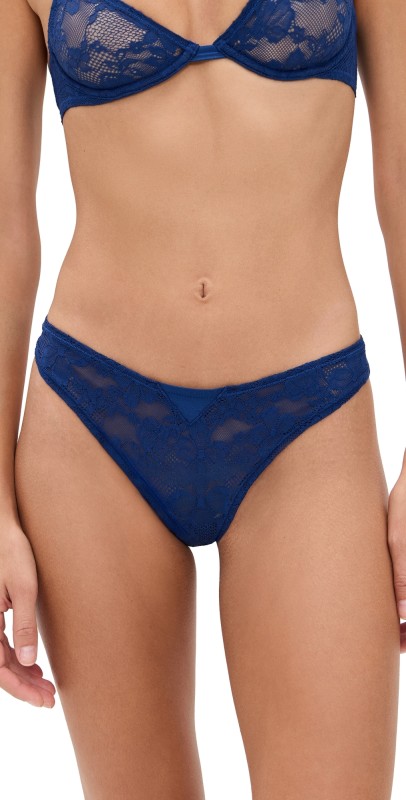 Fleur du Mal Le Stretch Lace Thong Starry Blue