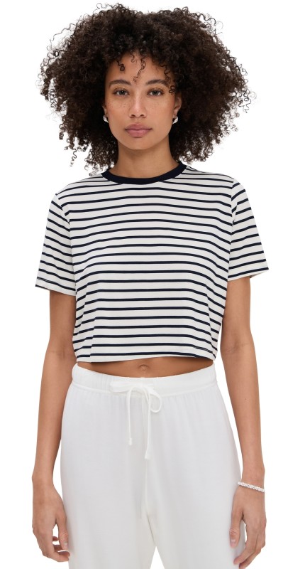 Splits59 Djuna Crop Ringer Tee Indigo Stripe