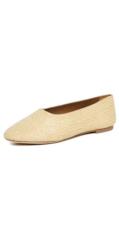 STAUD Alba Ballet Flats Natural Raffia