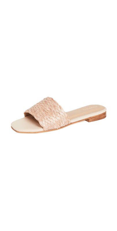 KAANAS Key Largo Braided Raffia Slip On Sandals Rose