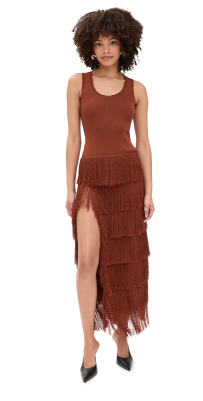 AKNVAS Donzetta Knit Fringe Dress Terracotta