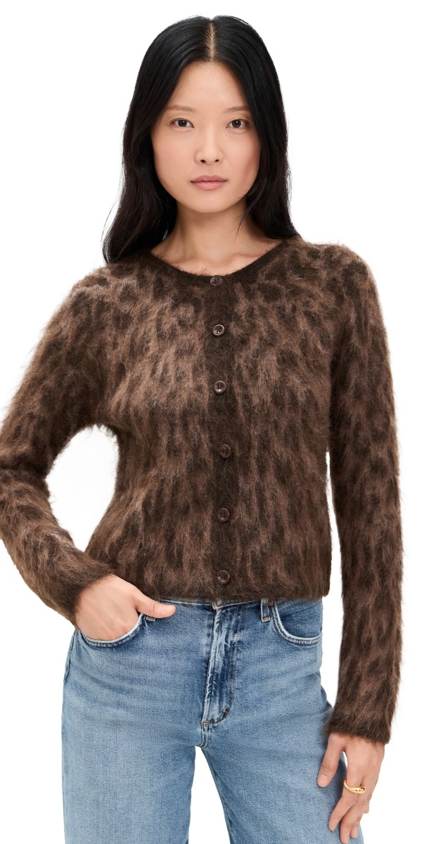 ASTR the Label Katria Cardigan Brown Cheetah Print