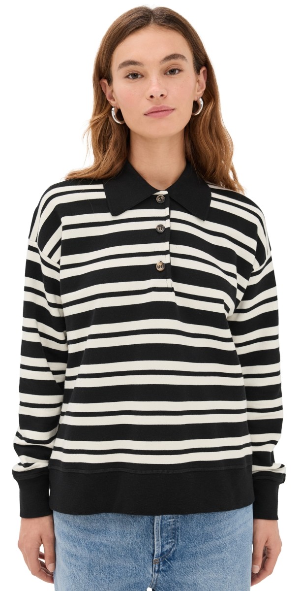 La Ligne Striped Howard Polo Black/Cream