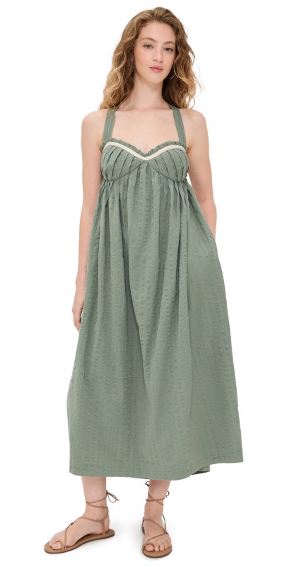 Free People Poppy Midi Dress Lily Pad