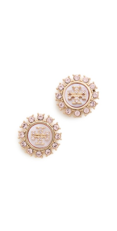 Tory Burch Crystal Stud Earrings Tory Gold / Pink