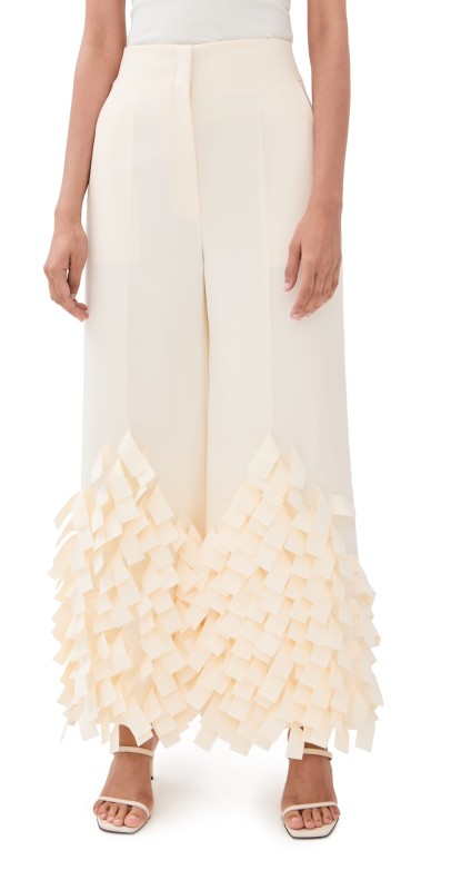 A. W.A. K.E. MODE Rectangle Fringe Culottes Ivory