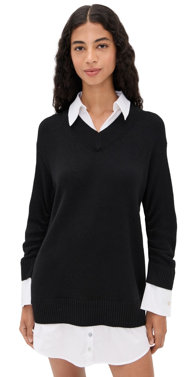 Cinq à Sept Collar Santina Dress Black/White
