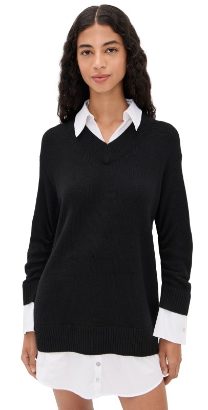 Cinq à Sept Collar Santina Dress Black/White