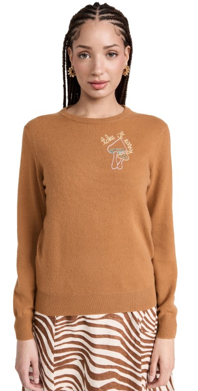 Lingua Franca Take It Easy Cashmere Crewneck Toffee