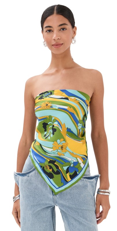 Christopher Esber Acidic Floral Silk Scarf Top Acidic Floral Print