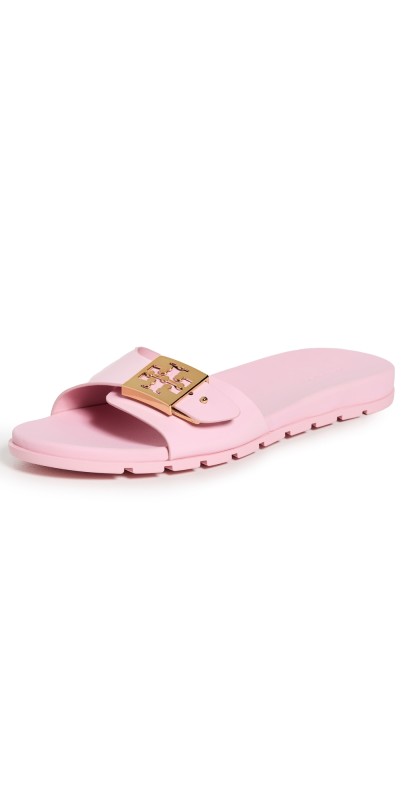 Tory Burch Buckle Slides Rosa Candy/Gold