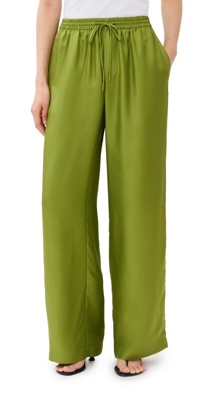Róhe Relaxed Silk Trousers Garden Green