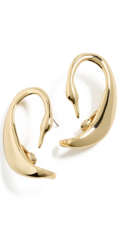 Jenny Bird Egret Climber Earrings High Polish Gold